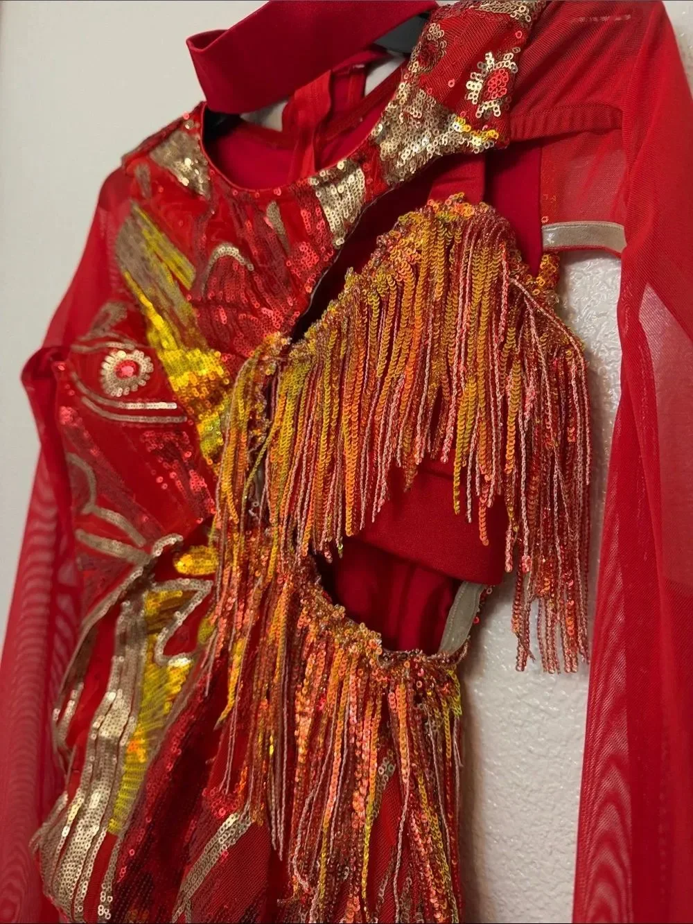 Tenth House fire solo Dance costume red jazz fringe edgy IMPULSE TH24167 SA adul